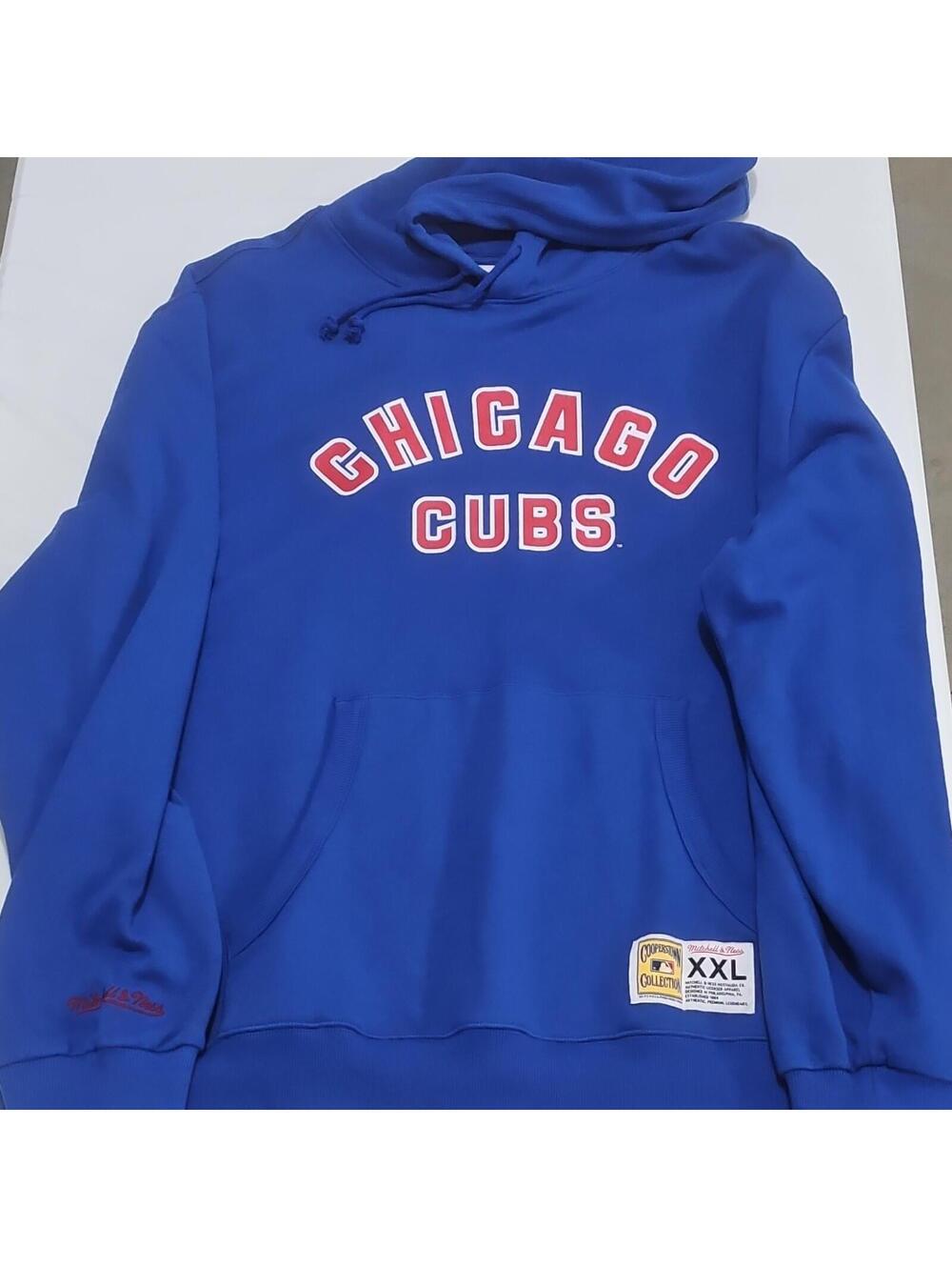 Mitchell & Ness Chicago Cubs Blue MLB Baseball‎ Hoodie  Sweatshirt 2XL  0148